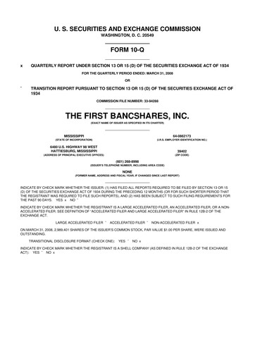Miniature The First Bancshares 10-Q Rapport trimestriel  