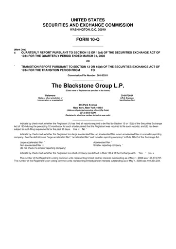 Thumbnail Blackstone Group 10-Q Quarterly Report FY 