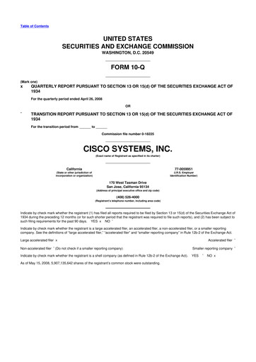 Thumbnail Cisco 10-Q Quarterly Report FY 