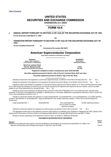 Thumbnail American Superconductor Corporation 10-K Annual Report 