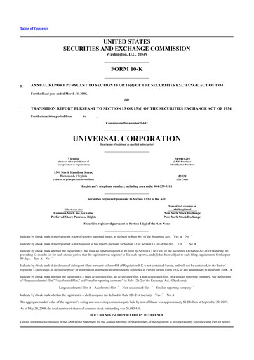 Thumbnail Universal Corporation
 10-K Annual Report 