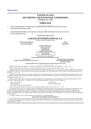 Thumbnail Logitech 10-K Annual Report 