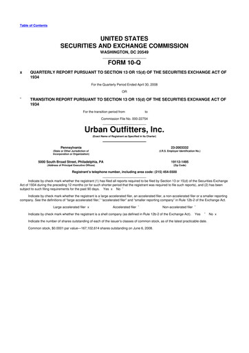 Thumbnail Urban Outfitters
 10-Q Quarterly Report FY 
