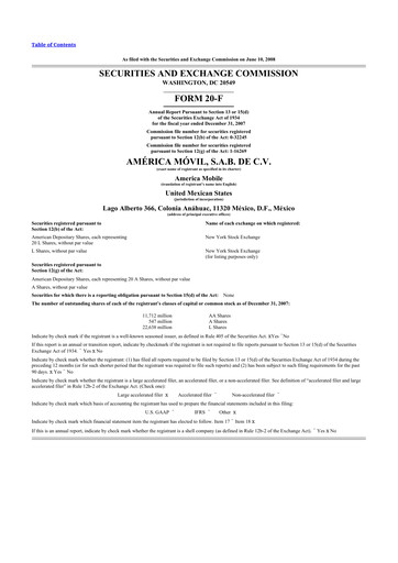 Thumbnail America Movil 20-F Annual Report 