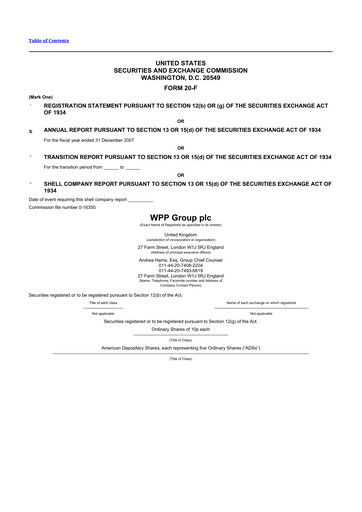 Thumbnail WPP 20-F Annual Report 