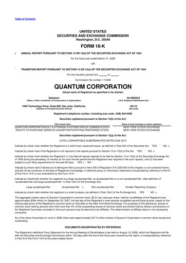 Vorschaubild Quantum Corporation 10-K Jahresbericht 