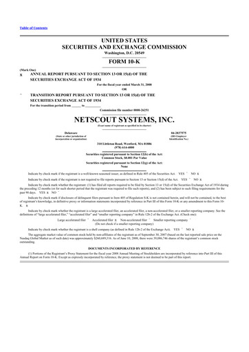 Thumbnail NETSCOUT 10-K Annual Report 