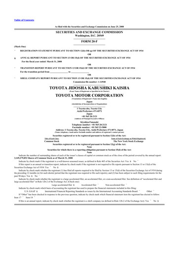 Thumbnail Toyota 20-F Annual Report 