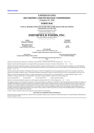 Thumbnail Smithfield Foods 10-K Annual Report 