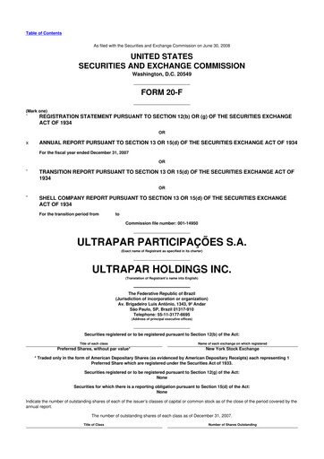 Thumbnail Ultrapar Participacoes 20-F Annual Report 