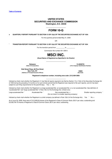 Thumbnail MSCI 10-Q Quarterly Report FY 