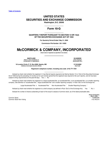 Thumbnail McCormick & Company
 10-Q Quarterly Report FY 