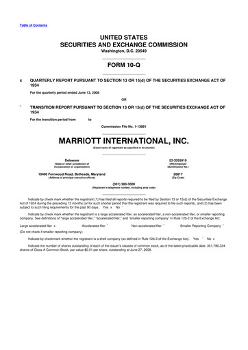 Thumbnail Marriott International 10-Q Quarterly Report FY 