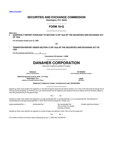 Thumbnail Danaher 10-Q Quarterly Report FY 