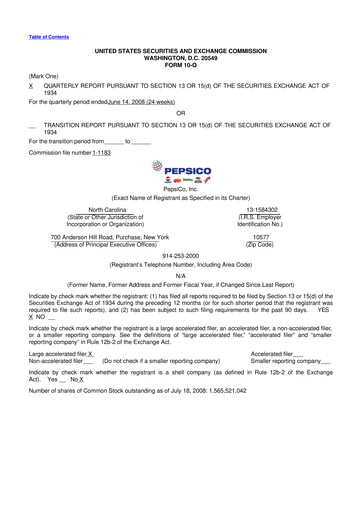 Thumbnail Pepsico 10-Q Quarterly Report FY 