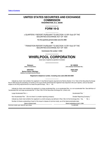 Thumbnail Whirlpool 10-Q Quarterly Report FY 