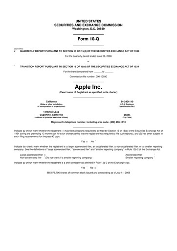 Thumbnail Apple 10-Q Quarterly Report FY 