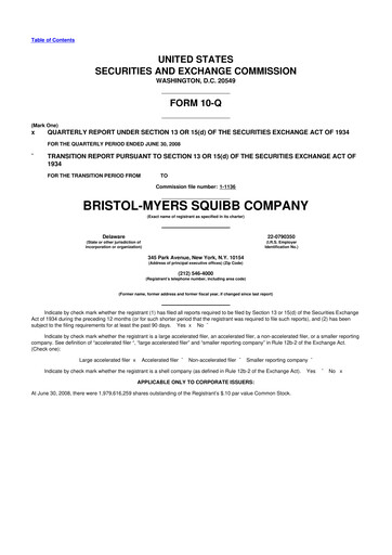 Thumbnail Bristol-Myers Squibb 10-Q Quarterly Report FY 