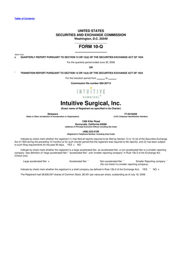 Thumbnail Intuitive Surgical 10-Q Quarterly Report FY 