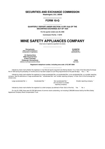 Thumbnail MSA Safety 10-Q Quarterly Report FY 