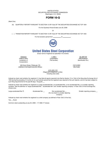 Thumbnail U.S. Steel
 10-Q Quarterly Report FY 