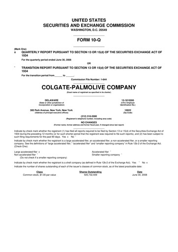 Thumbnail Colgate-Palmolive 10-Q Quarterly Report FY 