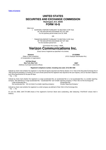 Vorschaubild Verizon 10-Q Quartalsbericht  