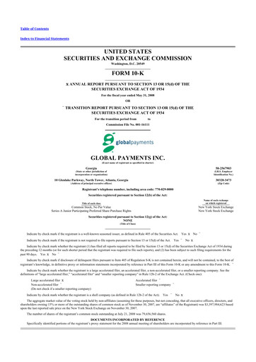 Thumbnail Global Payments 10-K Annual Report 