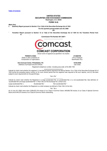 Vorschaubild Comcast 10-Q Quartalsbericht  