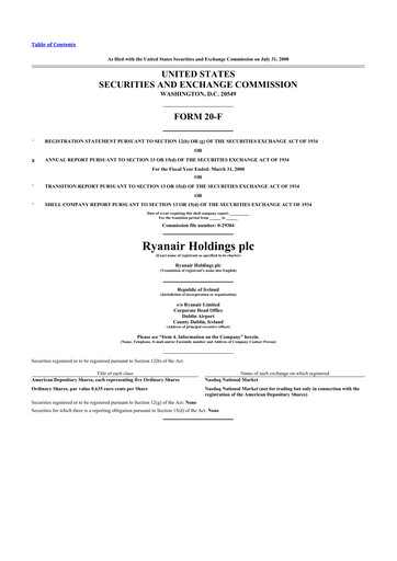 Thumbnail Ryanair 20-F Annual Report 