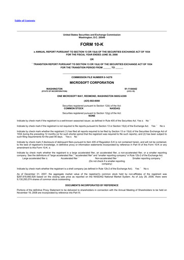 Thumbnail Microsoft 10-K Annual Report 