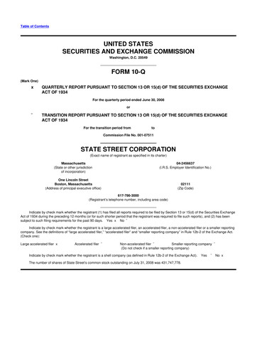 Thumbnail State Street Corporation
 10-Q Quarterly Report FY 