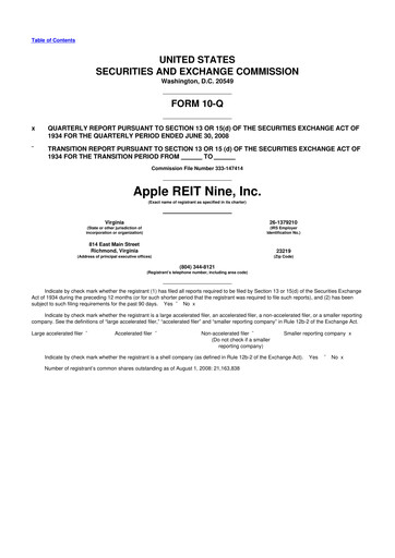 Vorschaubild Apple Hospitality REIT
 10-Q Quartalsbericht  