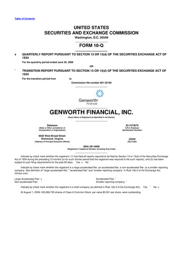 Thumbnail Genworth Financial
 10-Q Quarterly Report FY 