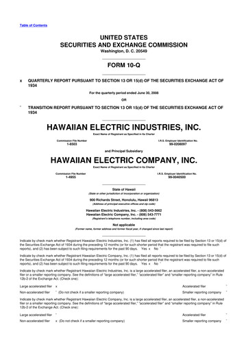 Thumbnail Hawaiian Electric Industries 10-Q Quarterly Report FY 