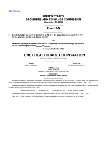 Thumbnail Tenet Healthcare 10-Q Quarterly Report FY 