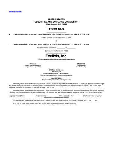 Thumbnail Exelixis 10-Q Quarterly Report FY 