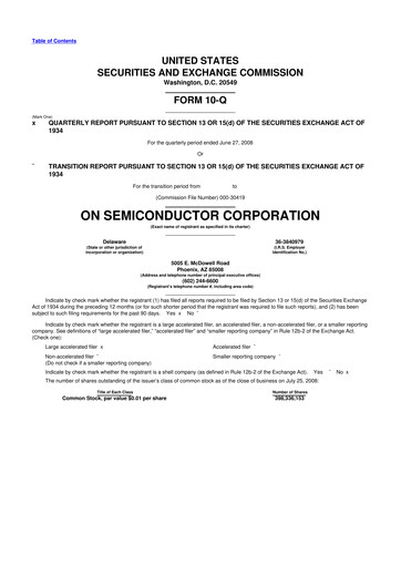 Thumbnail ON Semiconductor 10-Q Quarterly Report FY 