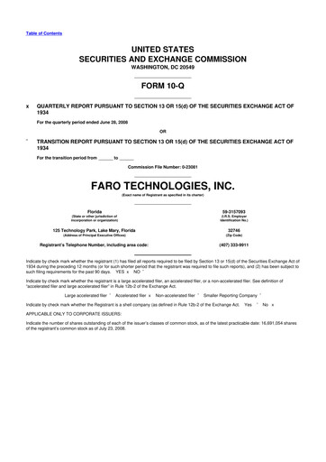 Thumbnail Faro Technologies
 10-Q Quarterly Report FY 