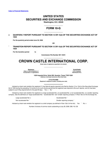 Thumbnail Crown Castle 10-Q Quarterly Report FY 