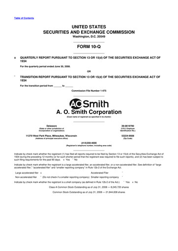 Thumbnail A. O. Smith 10-Q Quarterly Report FY 