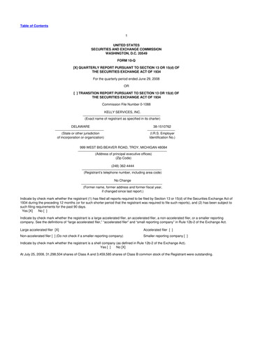 Miniature Kelly Services
 10-Q Rapport trimestriel  