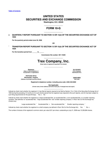 Miniature Trex 10-Q Rapport trimestriel  