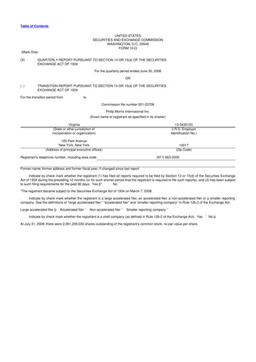 Vorschaubild Philip Morris International 10-Q Quartalsbericht  