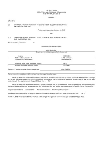 Vorschaubild Altria Group 10-Q Quartalsbericht  