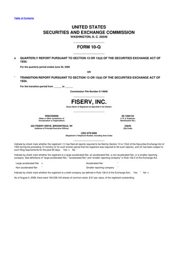 Thumbnail Fiserv 10-Q Quarterly Report FY 