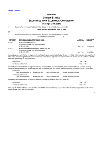 Thumbnail Consolidated Edison 10-Q Quarterly Report FY 