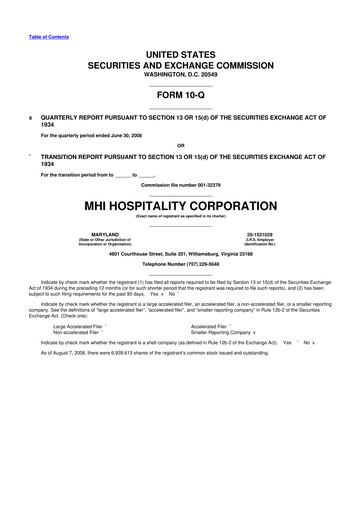 Miniature Sotherly Hotels 10-Q Rapport trimestriel  