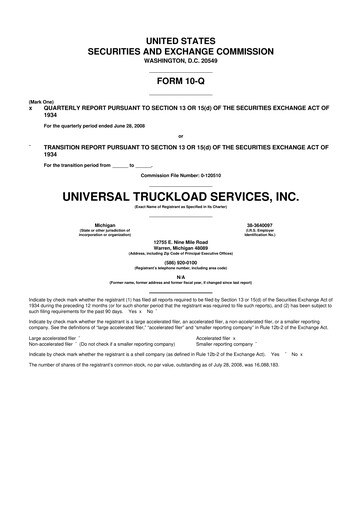 Thumbnail Universal Logistics Holdings 10-Q Quarterly Report FY 