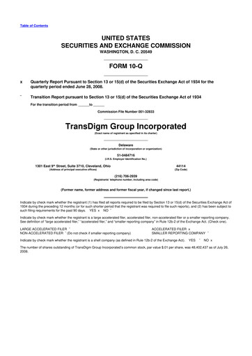 Thumbnail TransDigm Group 10-Q Quarterly Report FY 